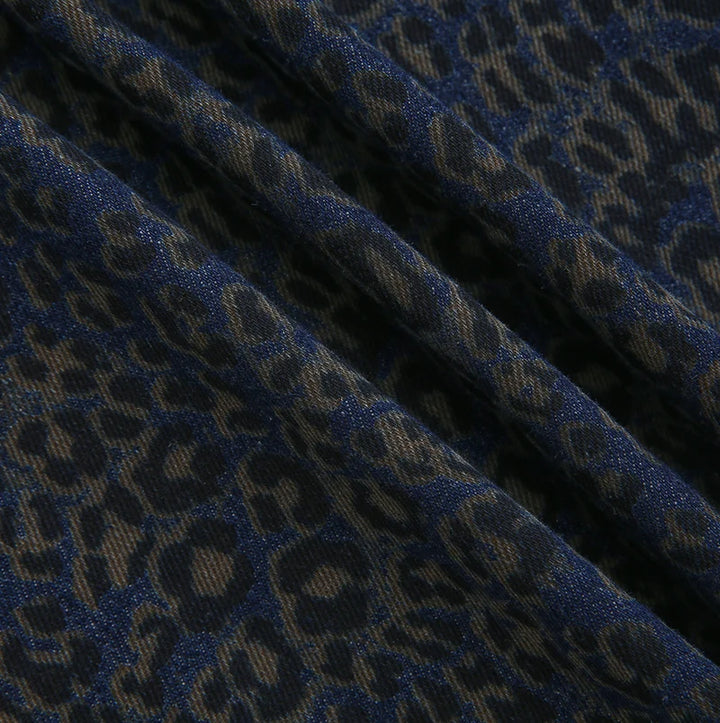 shirt l/s leopard denim - blue leopard