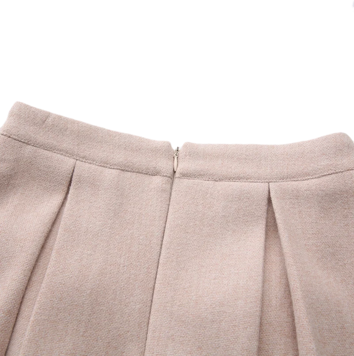 skirt wool wide center pleats - dusty pink