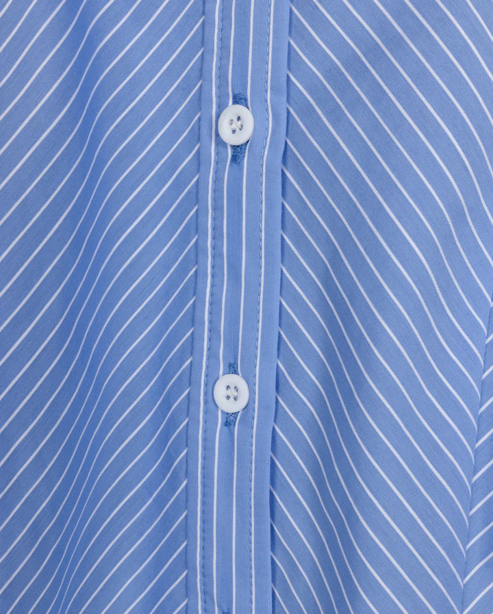 shirt l/s striped with waist tie - blue