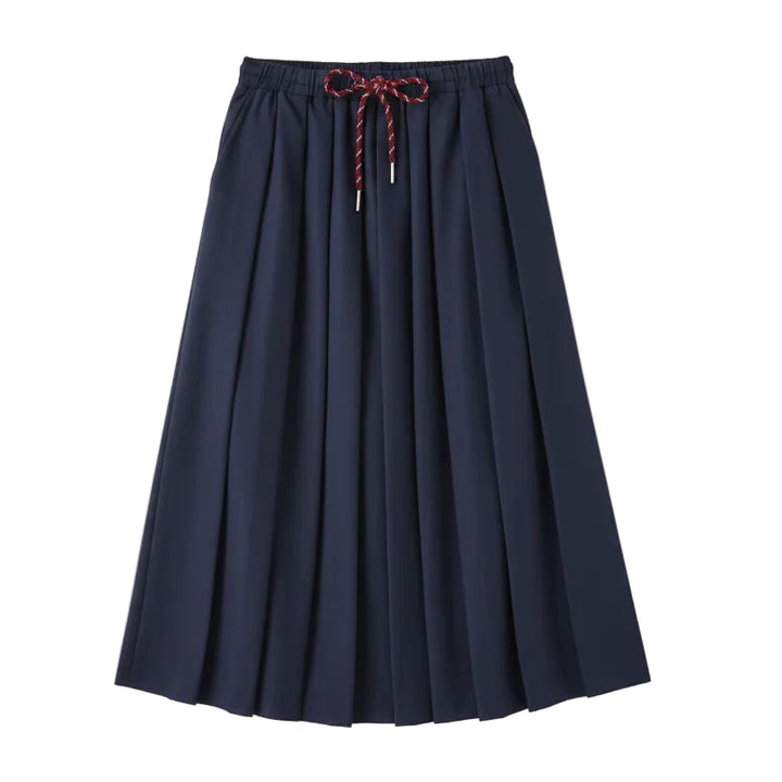 skirt pull string midi pleated - navy