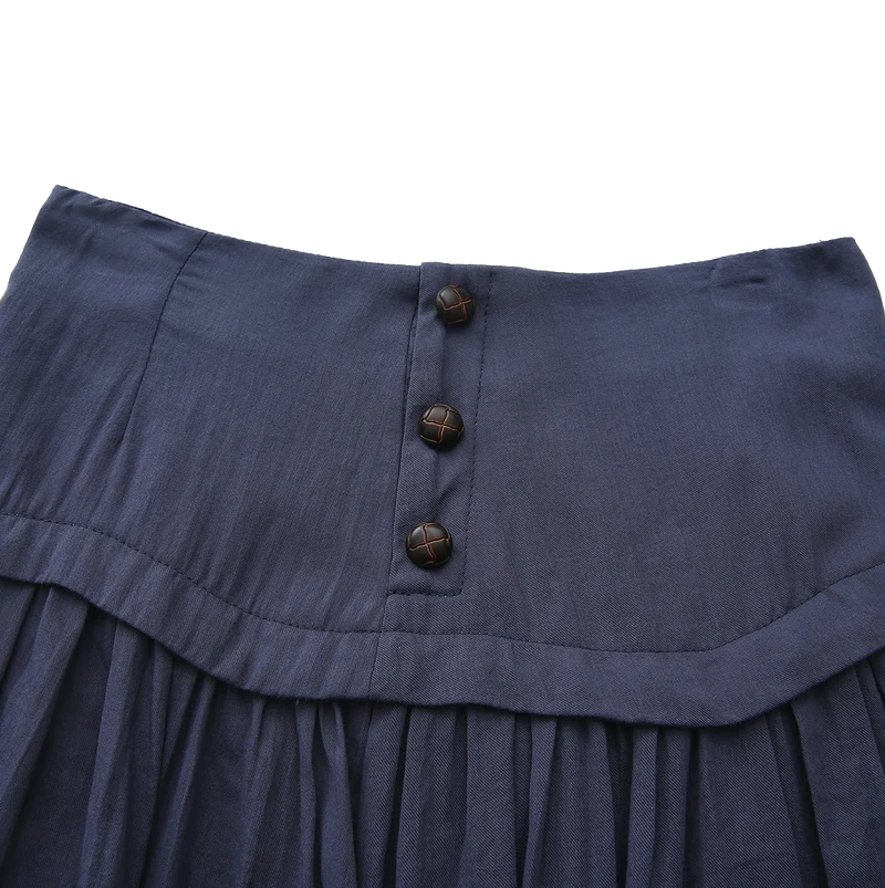 set outfit neck tie shirt and yoke skirt - blue