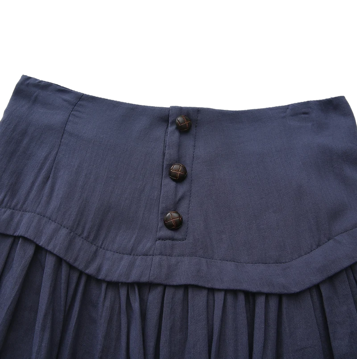 set outfit neck tie shirt and yoke skirt - blue