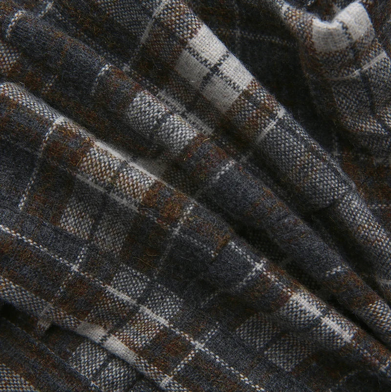 shorts plaid suspender - brown/grey