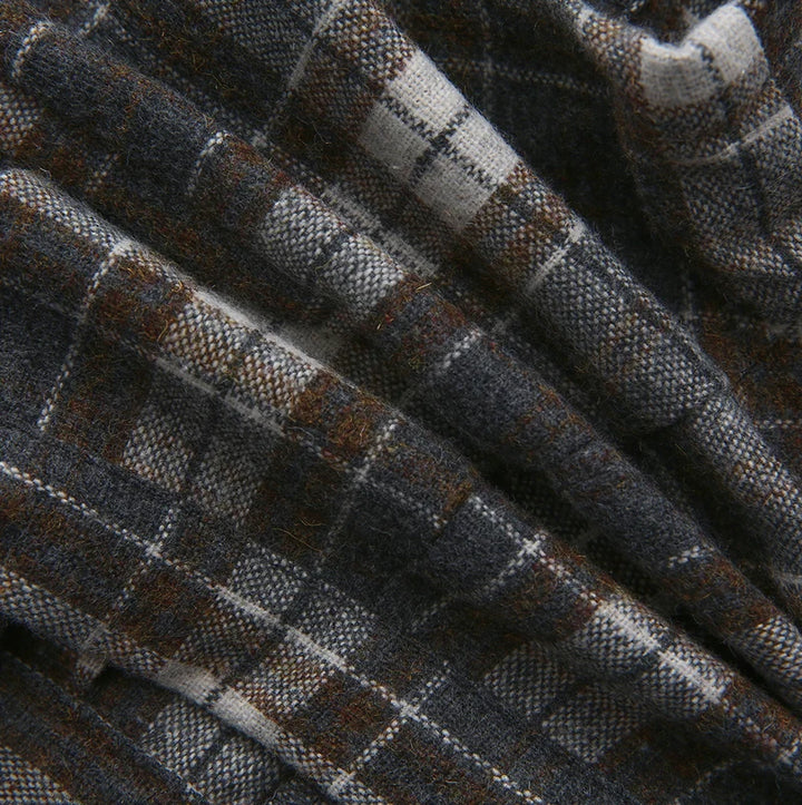 shorts plaid suspender - brown/grey