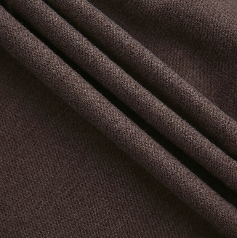 dress wool wide pleated with knit collar - brown