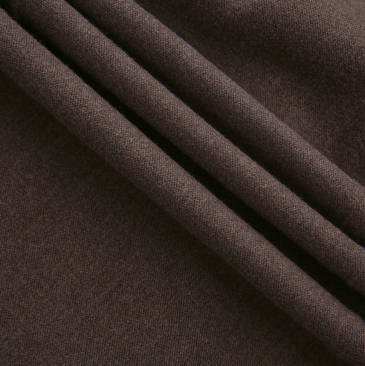 dress wool wide pleated with knit collar - brown