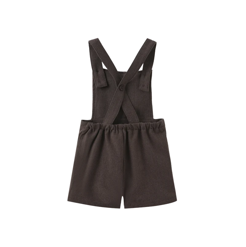 one piece wool pocket overalls - brown