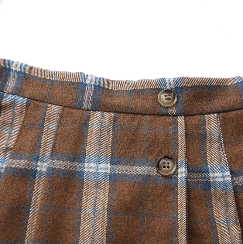 skirt plaid center pleated  - blue