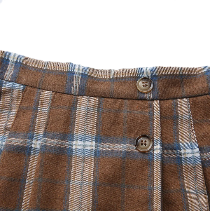 skirt plaid center pleated  - blue