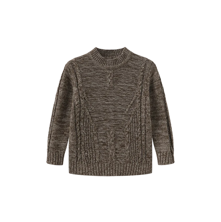 top l/s marled cable knit sweater - brown