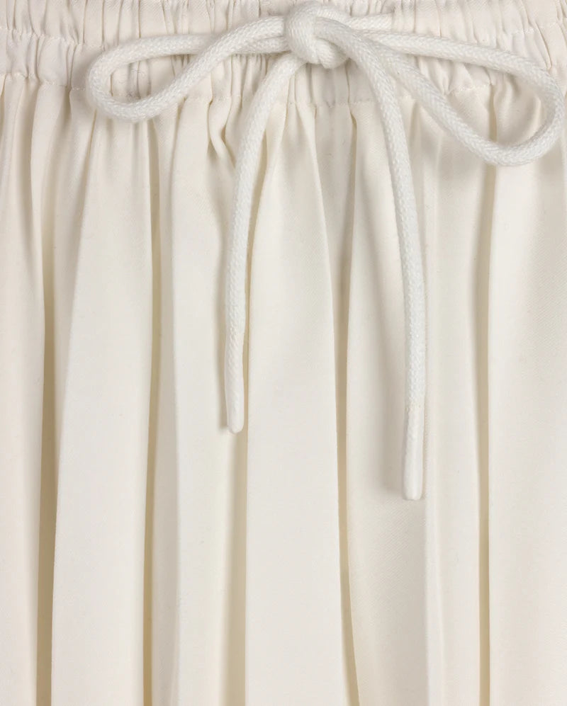 skirt pleated drawstring - white