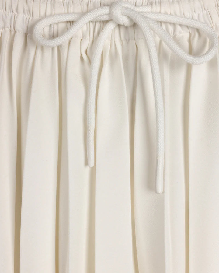 skirt pleated drawstring - white