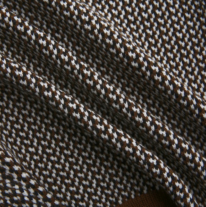 top l/s rye textured knit sweater - cognac
