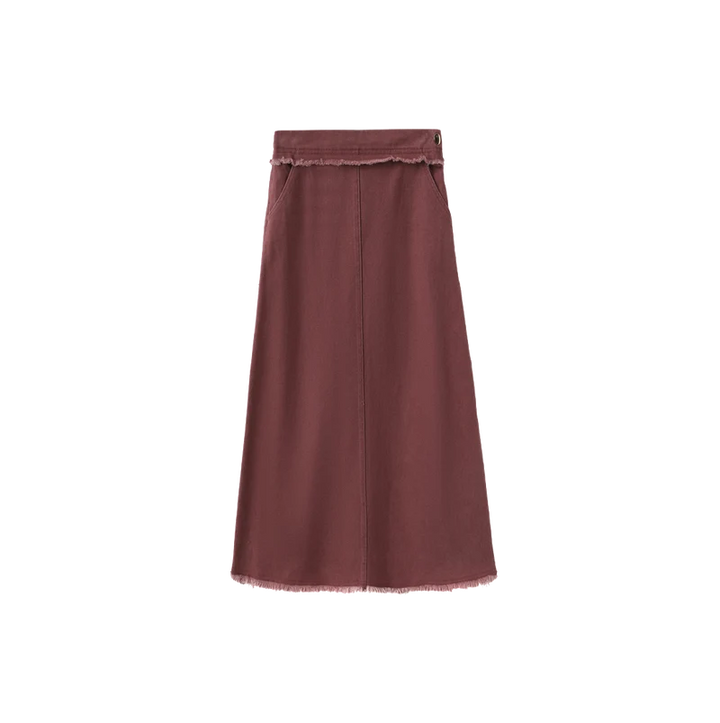 skirt canvas fringe with pockets - wine