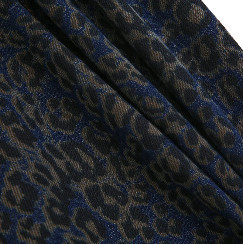 one piece leopard denim long romper - denim