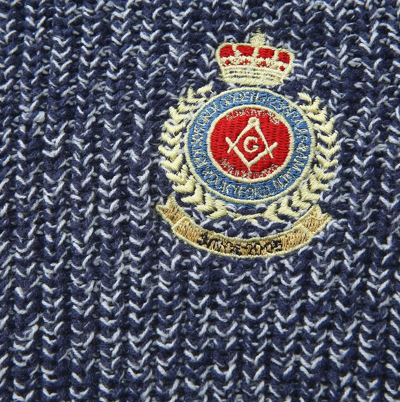 top l/s marled knit emblem sweater - navy