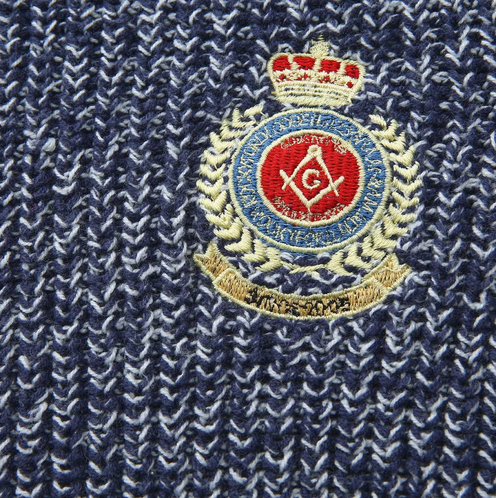 top l/s marled knit emblem sweater - navy