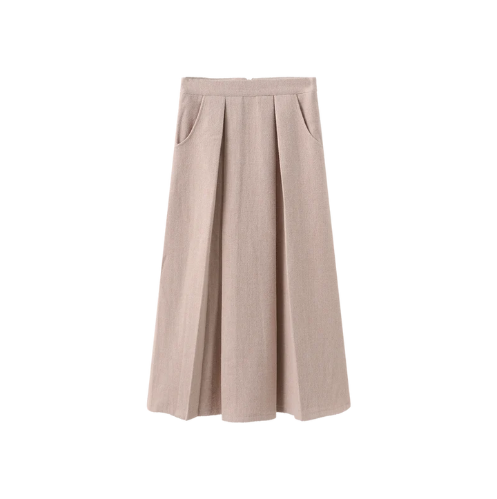 skirt wool wide center pleats - dusty pink