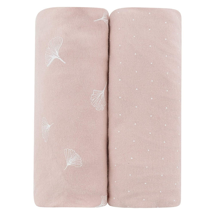 crib sheet gingko print and toddler sheet 2 pack - pink gingko