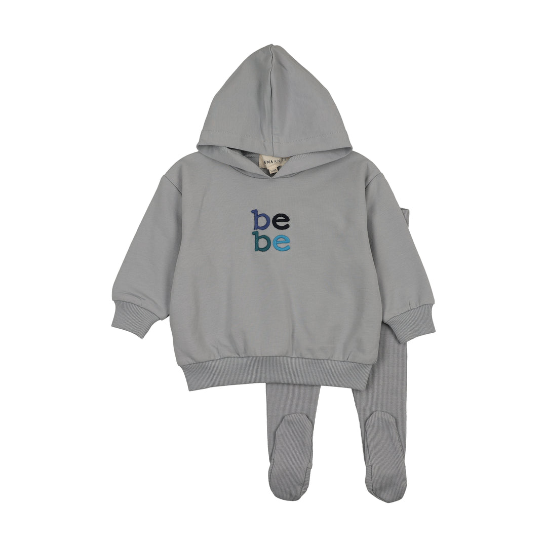 set outfit hooded bebe sweatshirt and leggings - dove blue