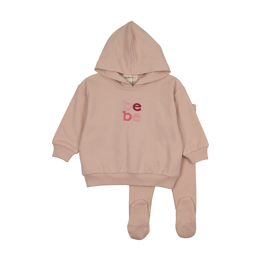 set outfit hooded bebe sweatshirt and leggings - pale rose