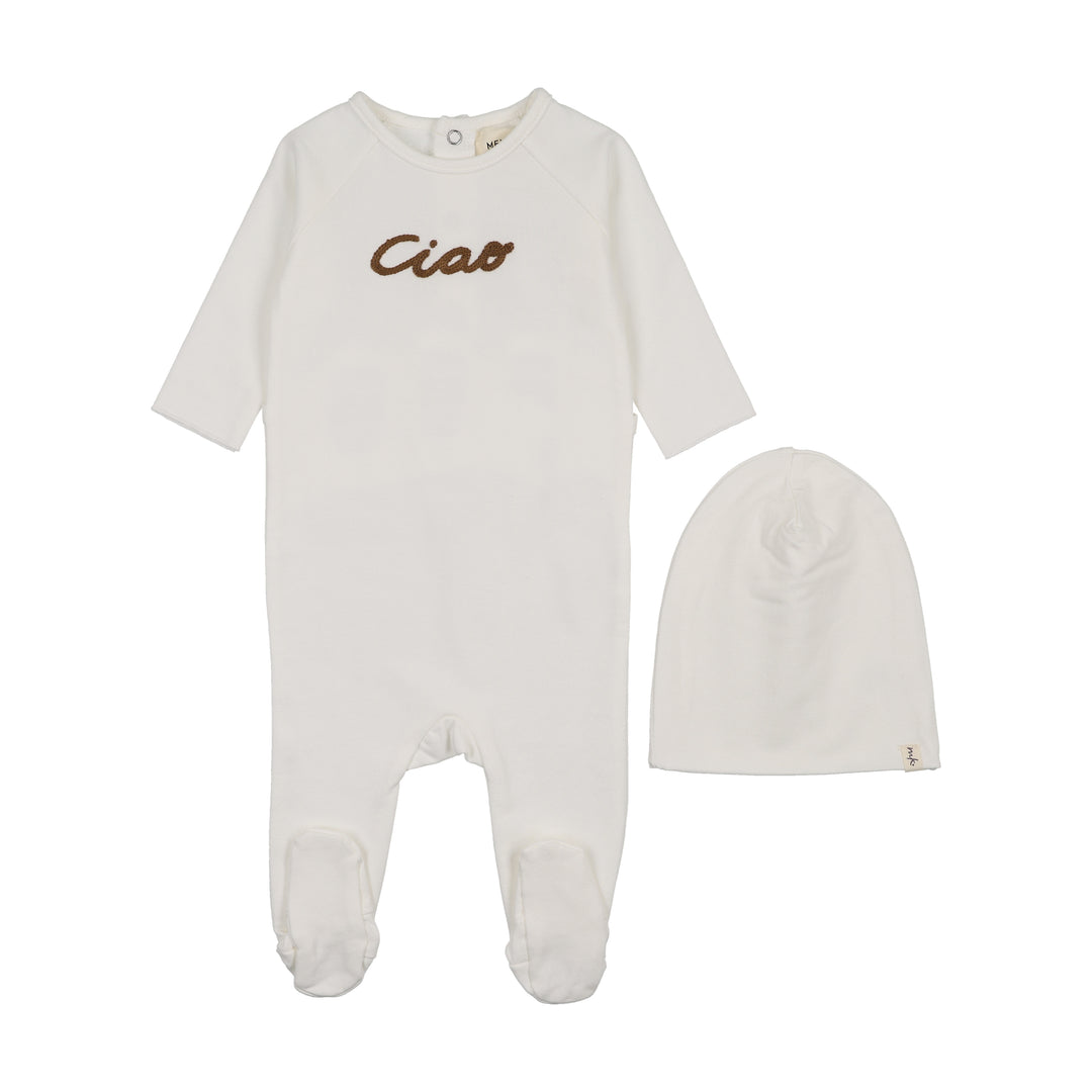 footie ciao word art with bonnet - winter white/otter