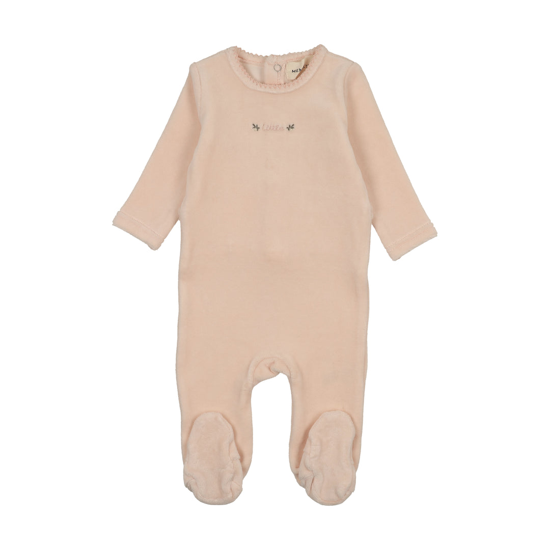 footie velour piquet edge mock wrap - baby blush