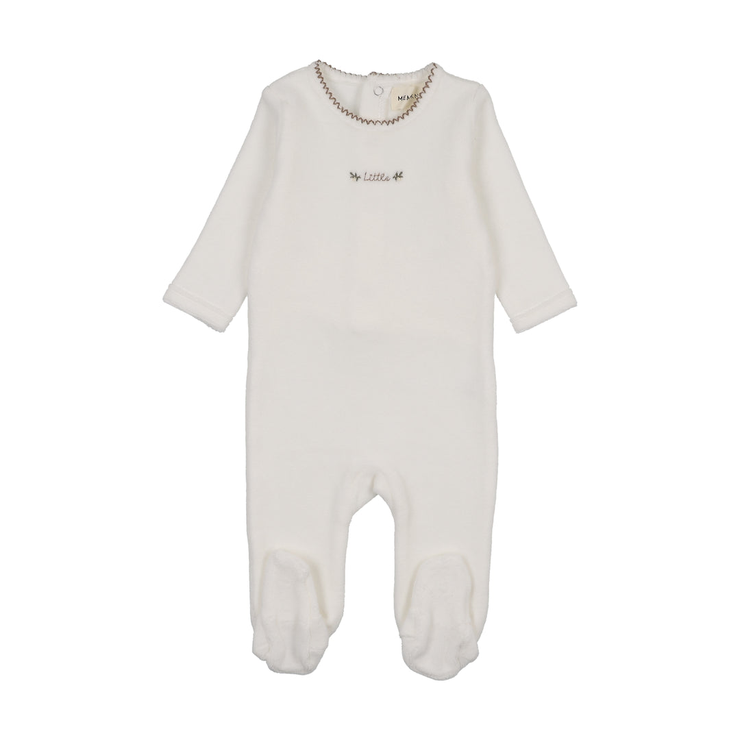 footie velour piquet edge mock wrap - winter white