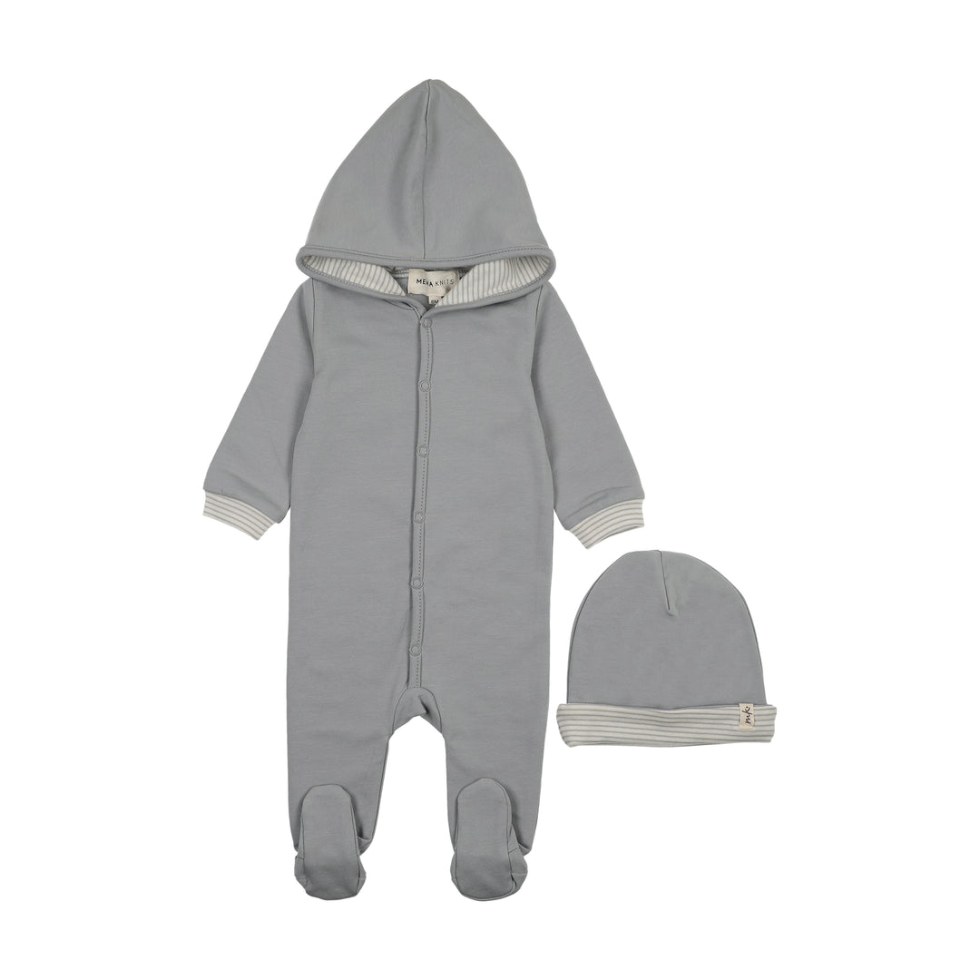 footie hooded snap with beanie - dove blue