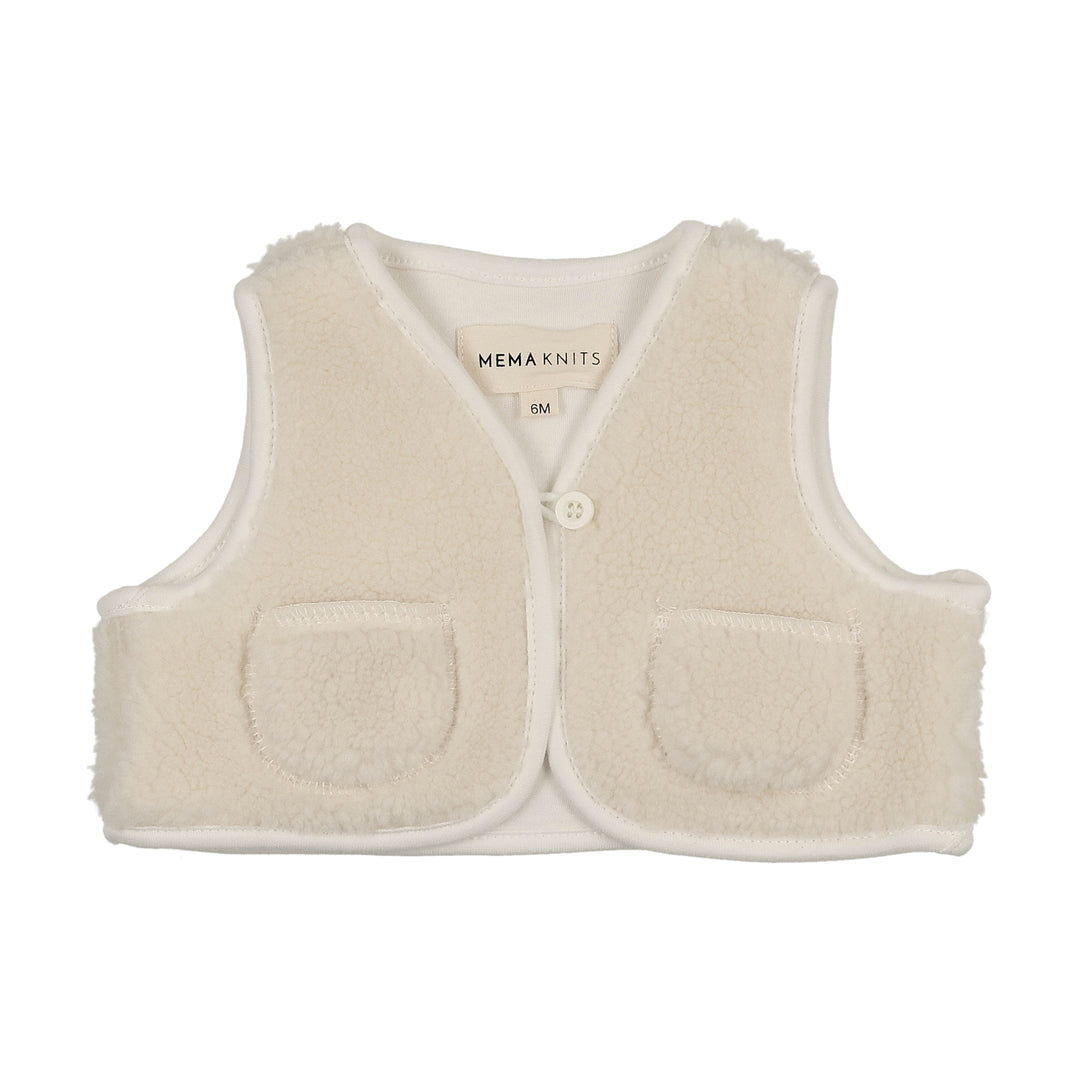 vest sherpa piped trim - beige