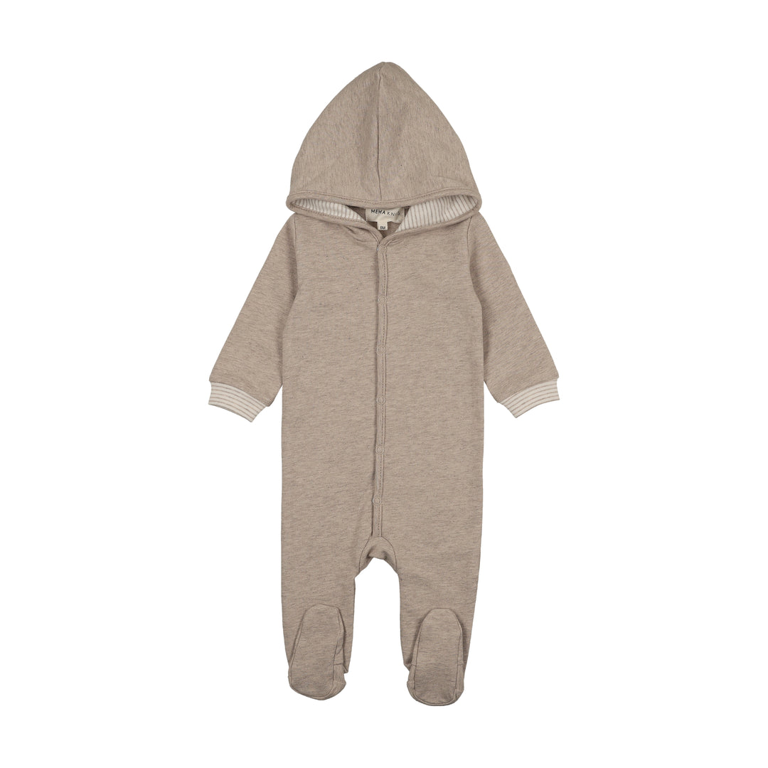 footie hooded snap - beige melange
