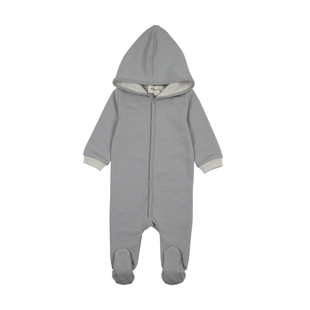 footie hooded snap - dove blue