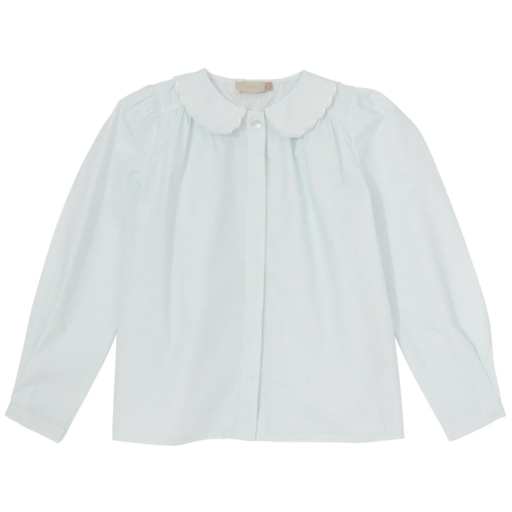 shirt l/s micro checkered blouse - powder blue-475