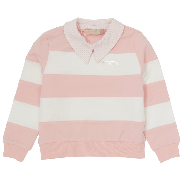 top l/s striped sweatshirt with removable collar - pastel pink-58