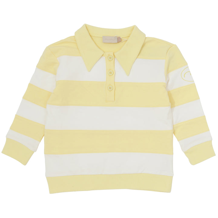 top l/s striped sweatshirt with collar - pale yellow-189