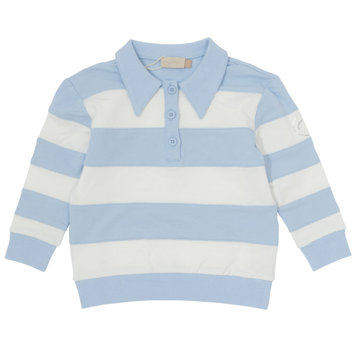top l/s striped sweatshirt with collar - ice blue-476