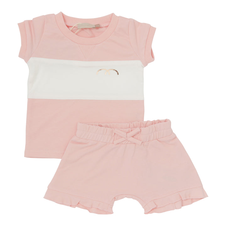 set outfit stripe sweat tee and shorts - pastel pink-58