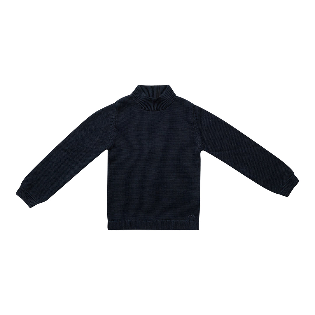 top l/s knit mockneck  - navy-8