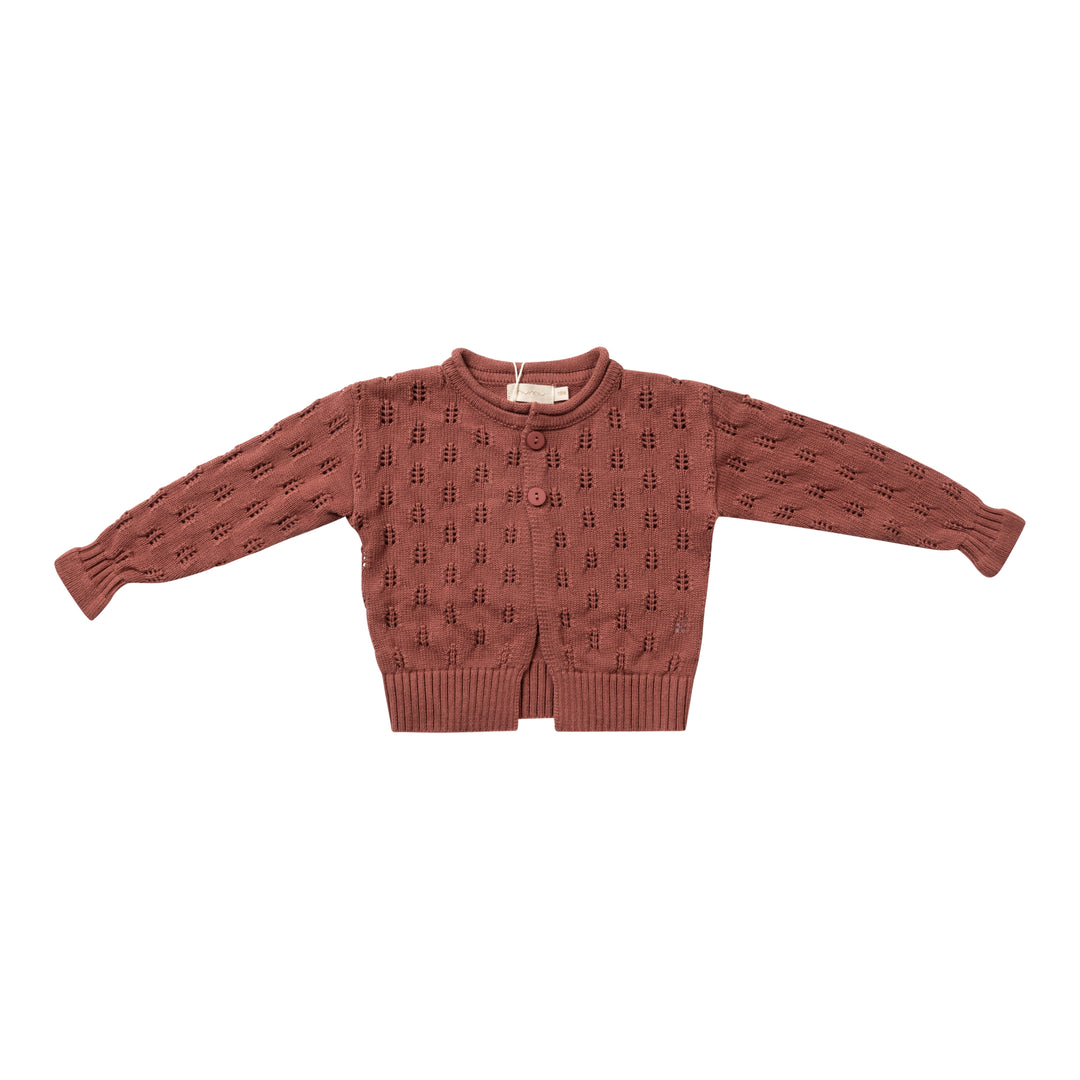 set outfit openwork knit cardigan and ribbed leggings - terracotta-47