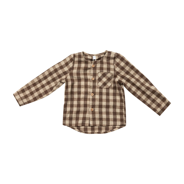 set outfit checkered collarless shirt and bloomers - earth-48