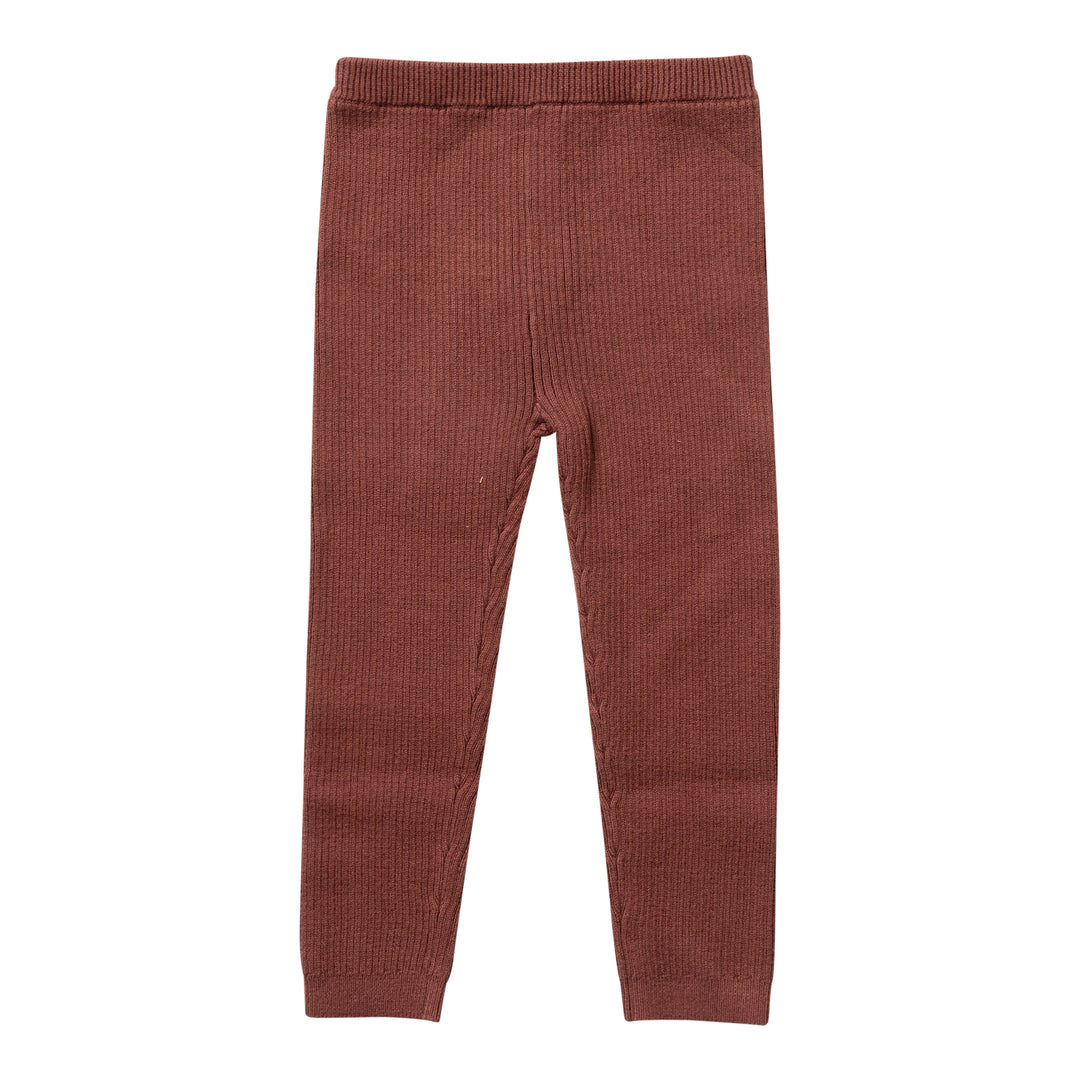 set outfit openwork knit cardigan and ribbed leggings - terracotta-47
