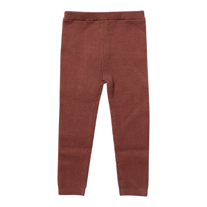 set outfit openwork knit cardigan and ribbed leggings - terracotta-47