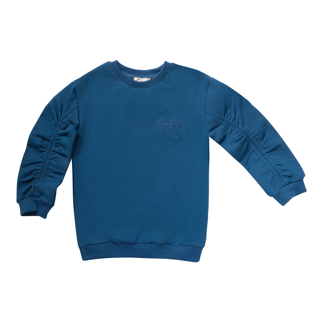 top l/s bow embroidered sweatshirt - storm teal-76