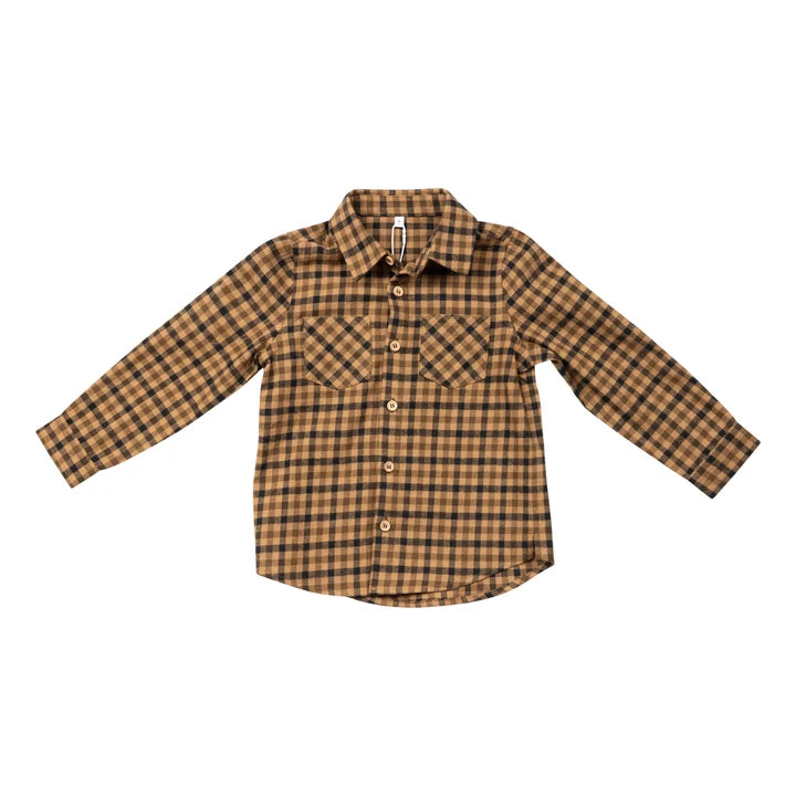 shirt plaid l/s - rust-17