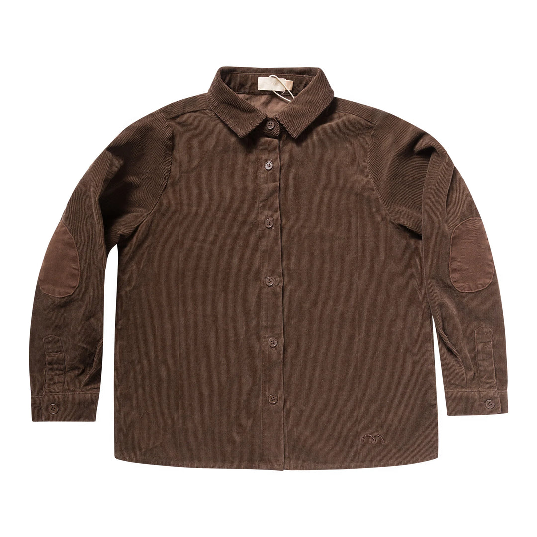 shirt l/s denim patch corduroy - chocolate-493