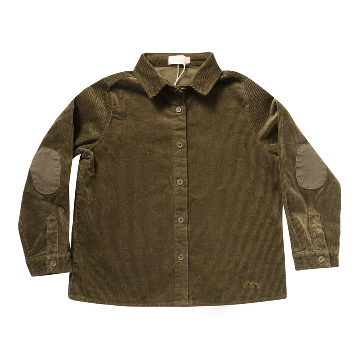shirt l/s denim patch corduroy - earth green-77