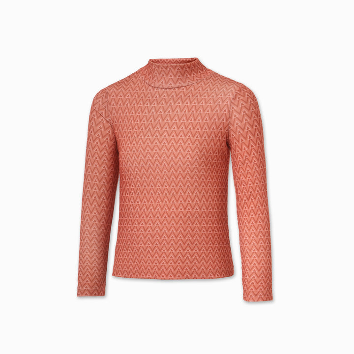 tee l/s geometric print mockneck - red