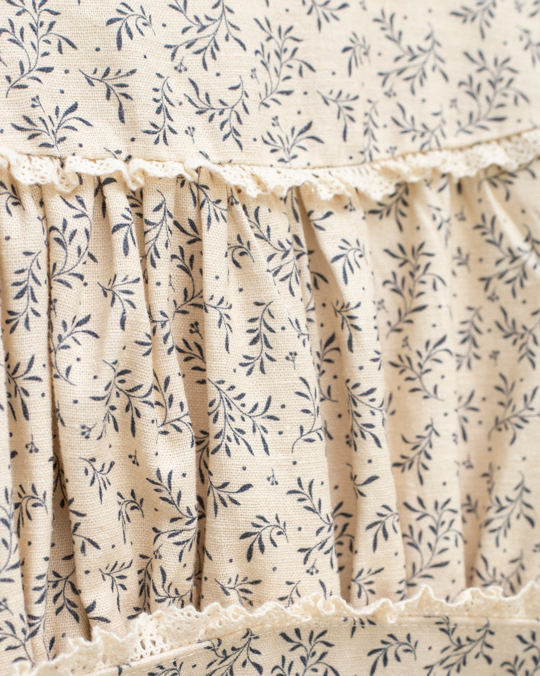 dress willow print waisted with vintage lace trim - willow