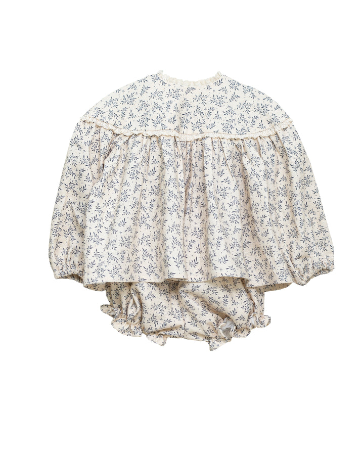 set outfit willow print lace trim blouse and bloomer - willow