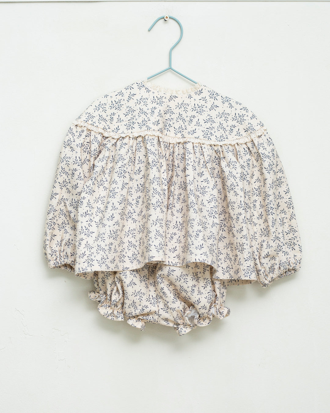 set outfit willow print lace trim blouse and bloomer - willow